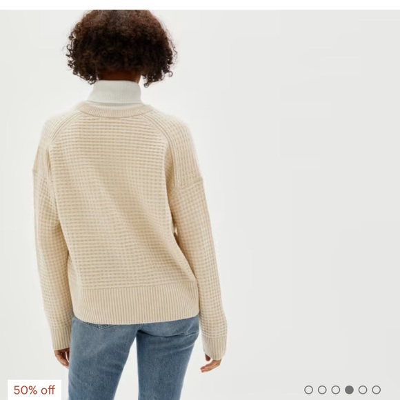 Everlane Belgium Waffle Henley Sweater ReCashmere Rust Red Sold Out Sz S - Picture 10 of 13